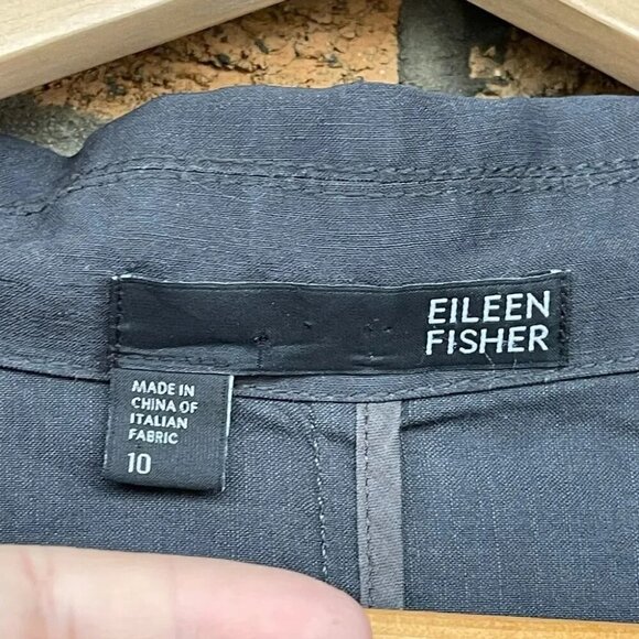 Eileen Fisher Linen Blend  charcoal blazer  size 10 - Picture 2 of 7